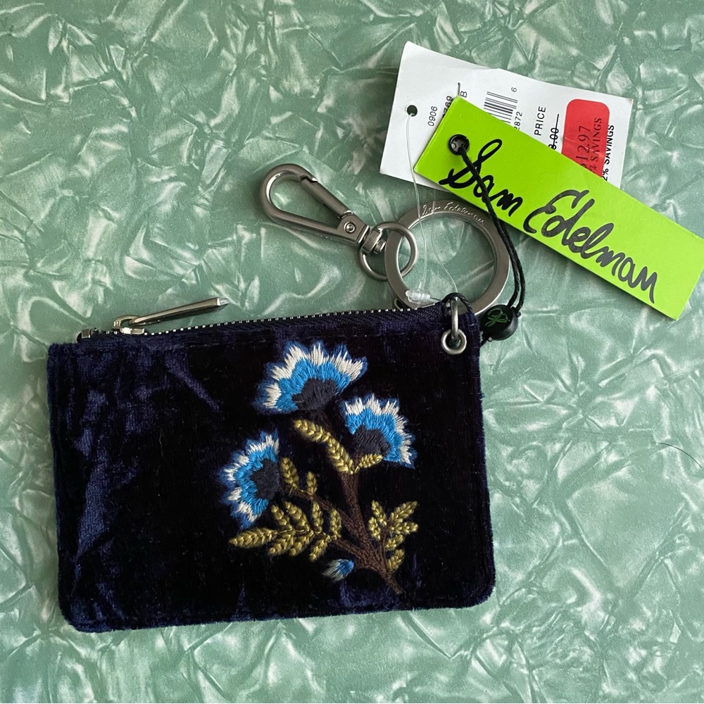 Sam Edelman Embroidered Floral Velvet Wallet